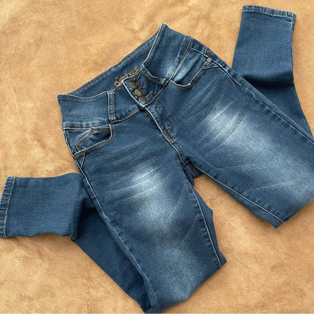 BAMBOO High Rise Stretch Skinny Jeans Size 3/4 - Picture 1 of 16
